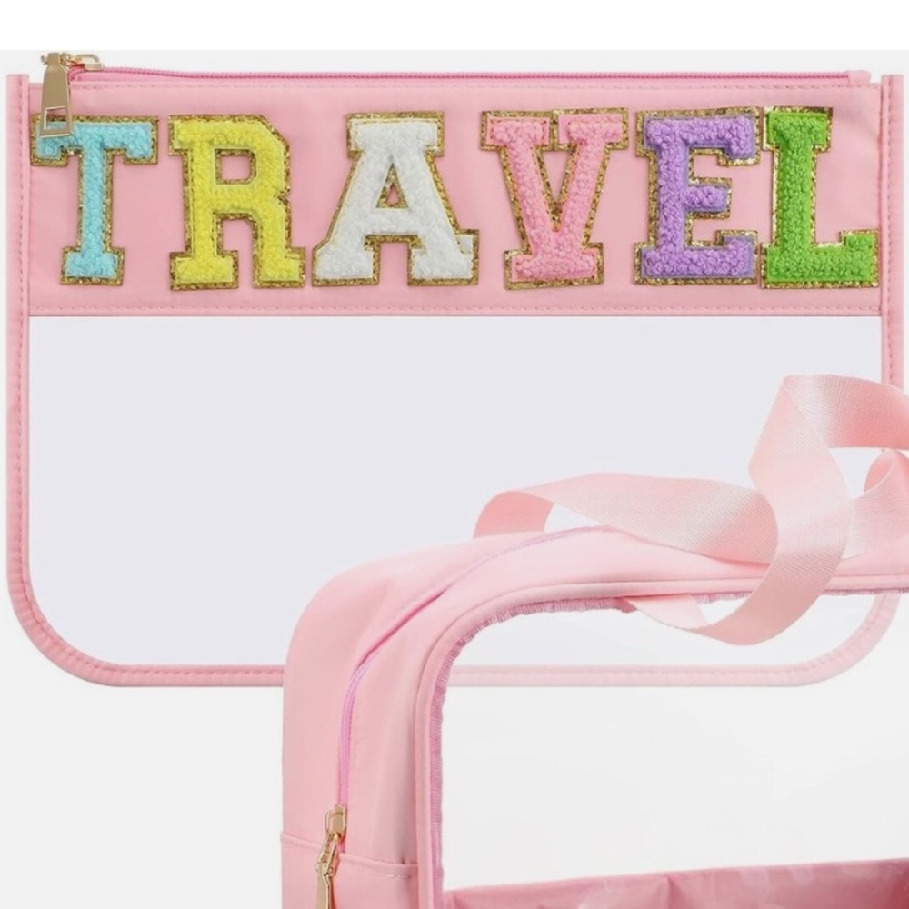 Chenille Letter Bag PreppyPVC Clear Toiletry Travel Bag